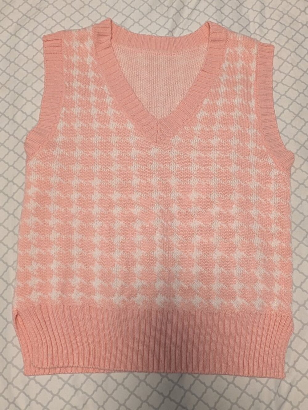 Pink patterned sweater vest